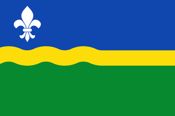 Vlag van de provincie Flevoland. Verken de Waterparels van Flevoland: Varen in een Uniek Landschap.
